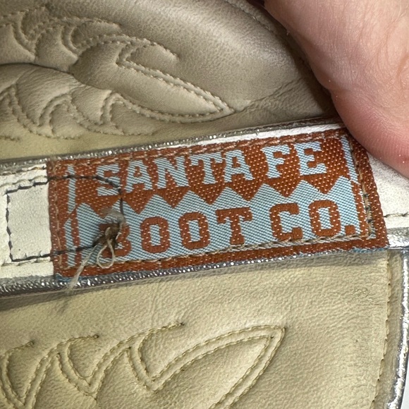 Vintage 90s Santa Fe Boot Co Cream Western Boots Womens 8.5 USA Leather - Picture 10 of 15